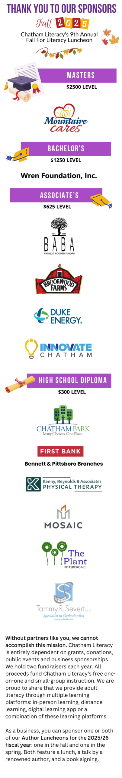Our Sponsors - Fall 2025